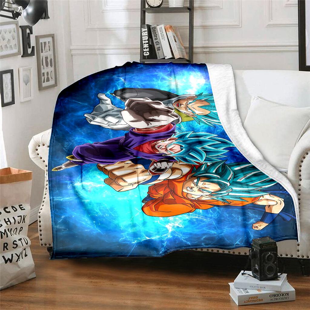 1pz Coperta in Flanella con Stampa Dragon Ball Super, Alta Qualità per Tutte le Stagioni, Decorazione per la Casa, Calore e Comfort, Perfetta per Regali di Natale