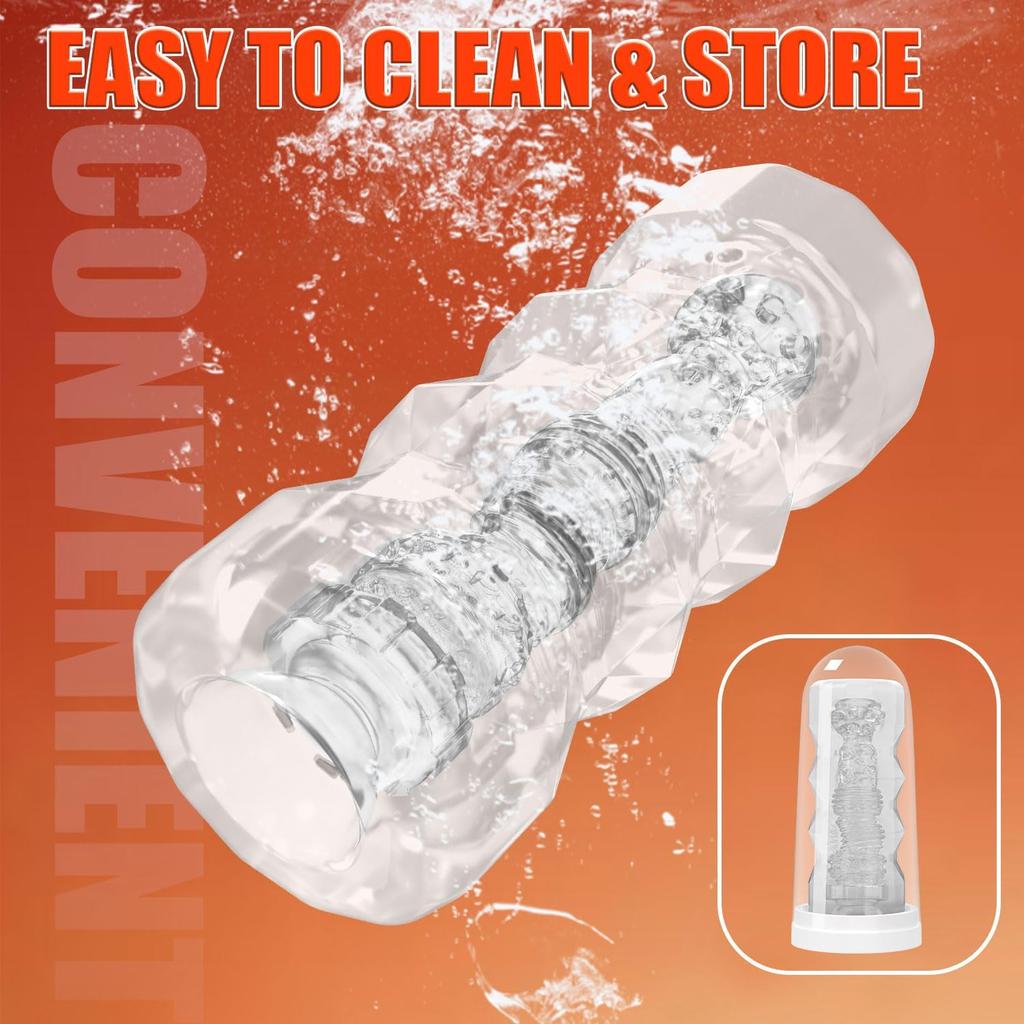 Male Masturbator Sex Toys - Pocket Pussy Stroker, TPE Male Masturbation Sleeve with 3D Textured, Penis Training Blowjob Sex Toy for Men