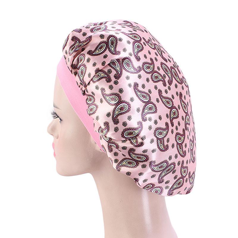 New Amoeba Satin Round Cap Elastic Wide Brim Night Cap Shower Cap Beauty Salon Cap
