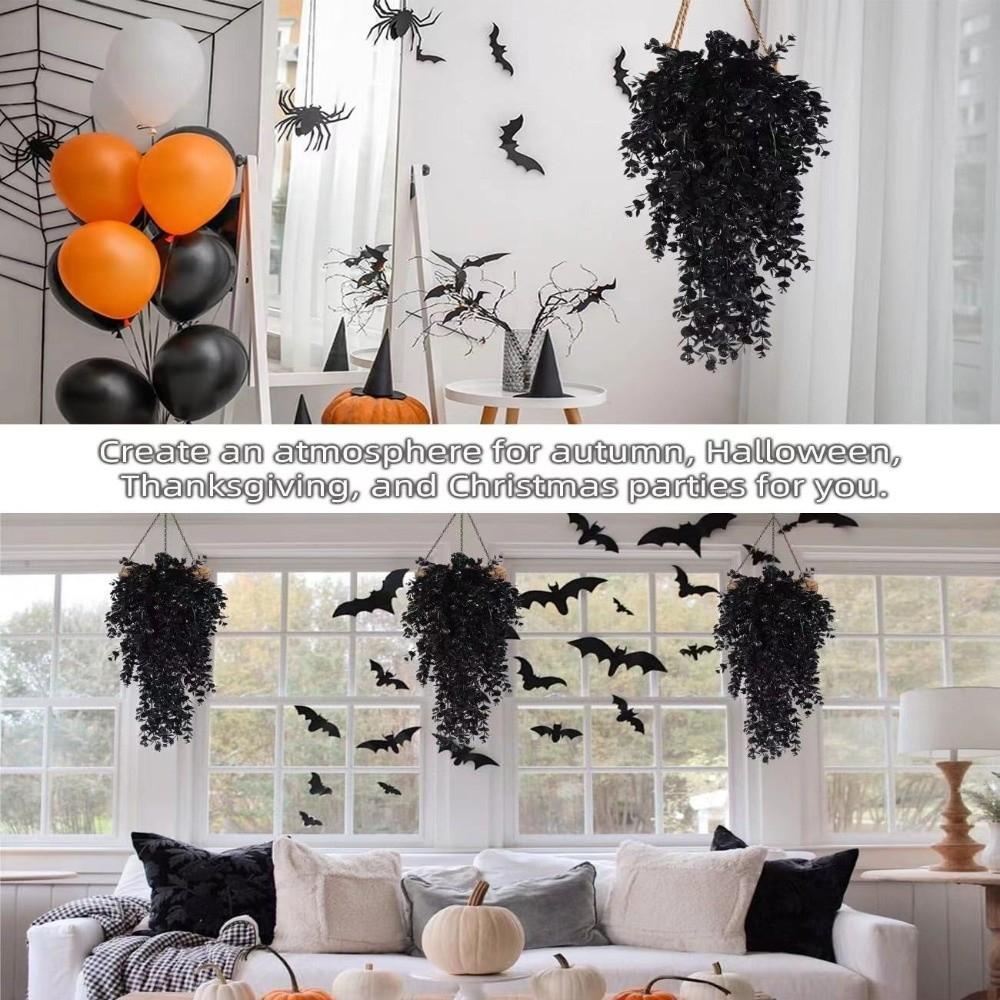Black Artificial Vines Plants Plastic Leaf Fake Plants New Hanging Plants  Halloween Decoration