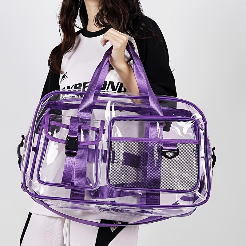 Large Transparent Pvc Travel Gym Bag Large Capacity Waterproof Portable Handbag For Outdoor Beach Sports Daily Storage Carry Use