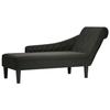 VidaXL Chaise Longue Avec Coussin Et Accoudoir Droit Noir Tissu, Fauteuil, Fauteuil De Détente, Chaise Longue Rembourrée, 4009767