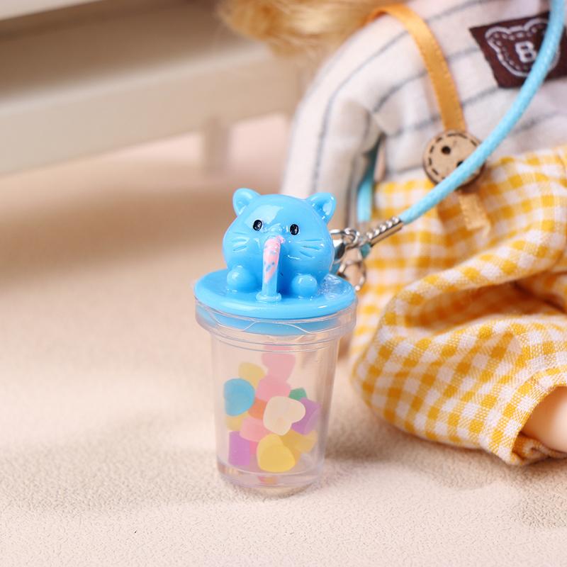 1Pc Cute Pearl Milk Tea Bag Charm Keychain Cartoon Simulation Model Coffee Cup Food Pendant Car Keychain Handbag Pendant Gift