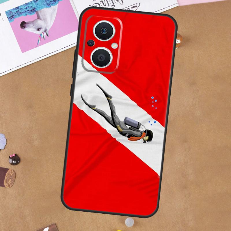 Diver Down Diving Flag For OPPO Reno 13 12 11 10 14 Pro 8T 11F 12F 13F 14F 7 8 Lite OPPO Find X9 X8 X6 X5 Pro Case