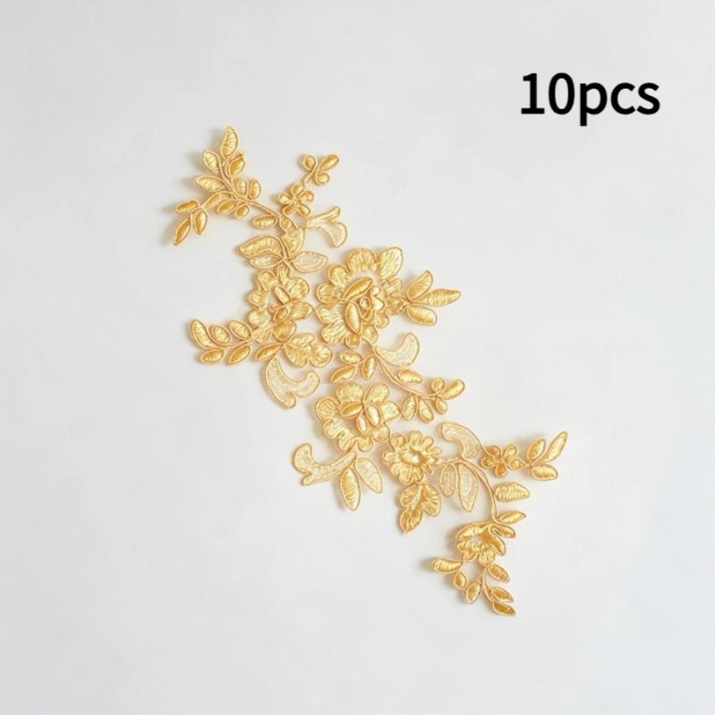 10Pcs Floral Lace Applique Pair Embroidery Flower Patch Sew On Lace Motif For Wedding Dress Garment Decoration