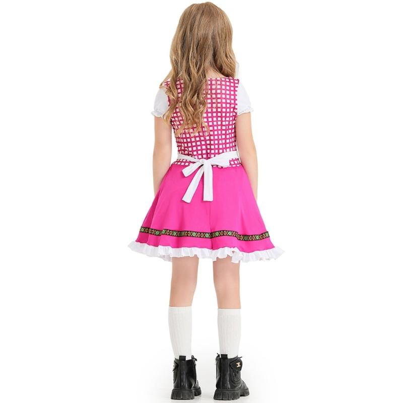 Kid Girl Oktoberfest Costume German Bavarian Beer Festival Outfits for Halloween Carnival Party Long Dirndl Dresses