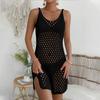 Women's Beach Dress Solid Color Sexy Knit Hollow Beach Bikini Swimsuit Cover Up