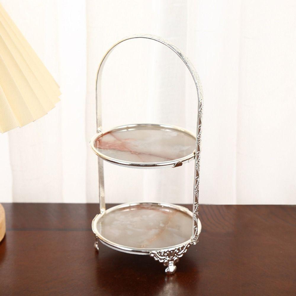 Iron Art Dessert Fruit Plate Two Layers Cake Stand Birthday Dessert Tray  Wedding Party