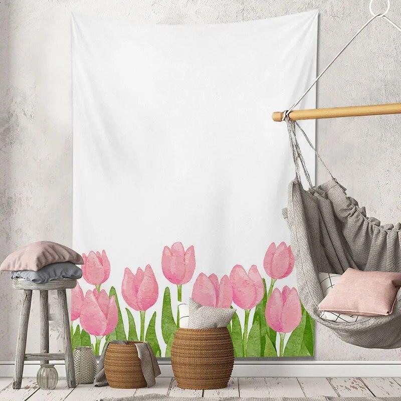 Decorative Tapestry Tulip Flowers Background Home Decoration Living Room Art Wall Covering
