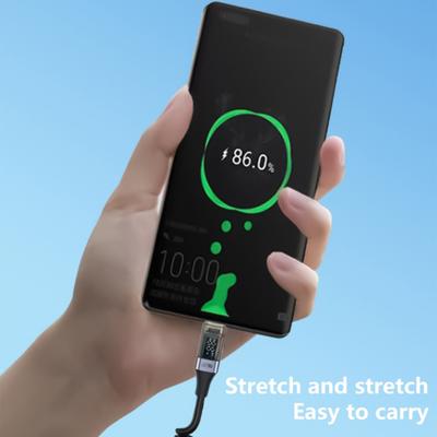 Charging Cord Spring Retractable Design 480Mbps High Speed PD100W Intelligent Display Fast Charging Data Cable
