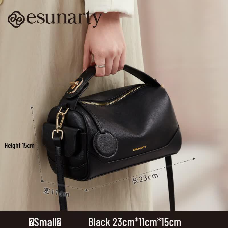 ESUNARTY Women s Genuine Leather Boston Pillow Bag