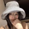 Summer Women's Sunshade Hat Sun Face Covering Fashion Thousand Bird Plaid Sunscreen Fisherman Hat