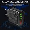 3-Port USB Digitalanzeige Telefonladegerät 5V 3A, Gestreiftes mattiertes Design, Kompatibel mit EU/US-Standards.