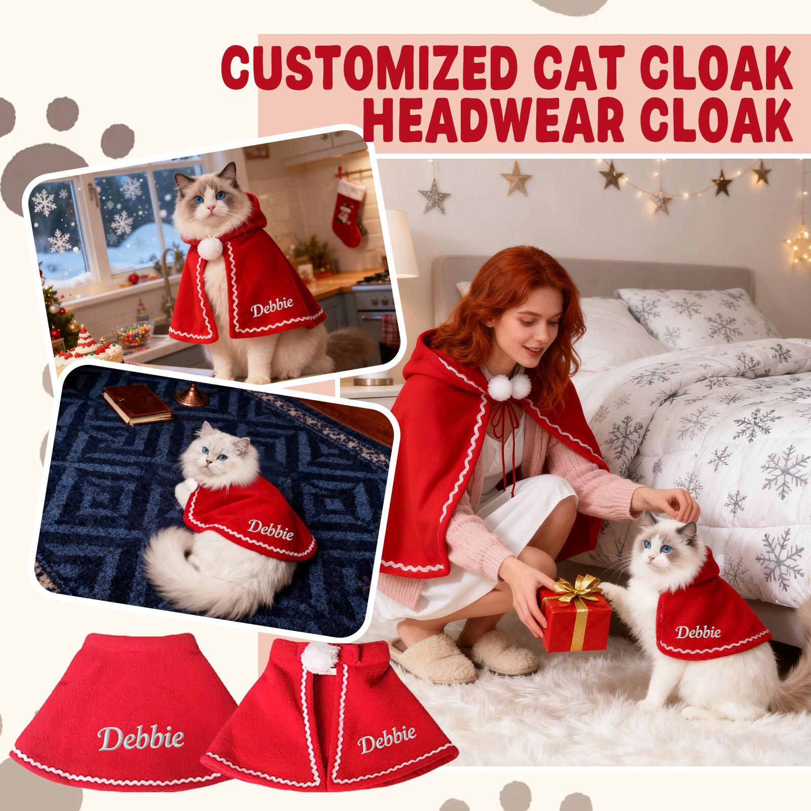 

Personalized Custom Embroidered Name Pet Christmas Cape Suitable For Cats And Dogs One Size красный