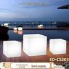 LED Light-Up Cube Bar Stool: Waterproof, Outdoor-Friendly, Square Plastic Chair