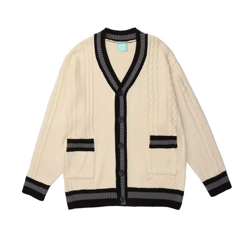 Men's Retro V-Neck Knitted Cardigan Sweater - Autumn 2022 Collection, Versatile Loose Long Sleeve Top