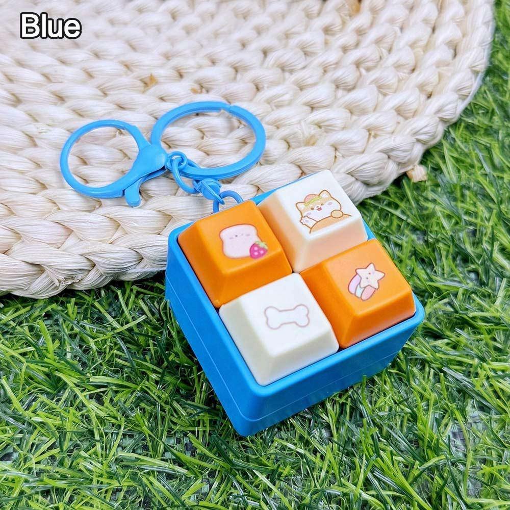 DIY Keyboard Finger Keyboard Caps Cartoon Four-square Keychain New Clicker Toy