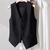 Women's Summer Solid-Color Short Blazer Vest To Wear Over A Sleeveless Top with Single-Breasted Multi-Button Design