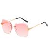 2022 Fashion Crystal Rimless Ocean Color Polygon Sun Glasses Women Vintage Trendy UV400 Sunglasses