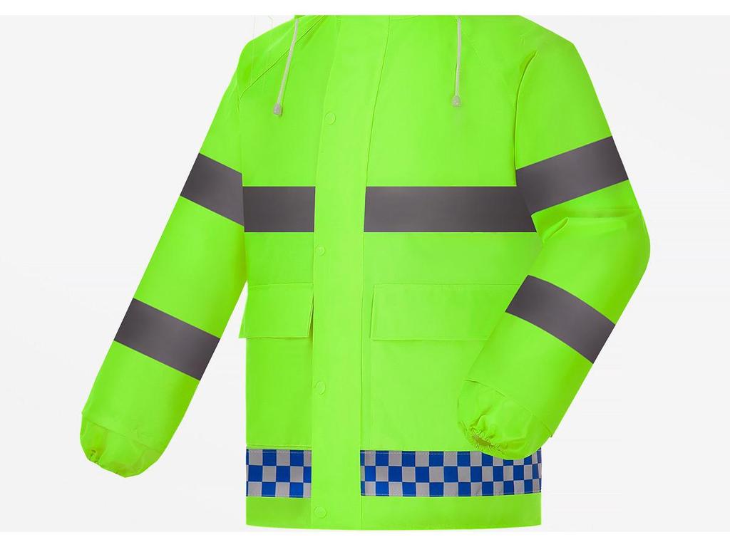 Unisex Reflective Raincoat and Pants Set for Motorcyclists and Delivery Riders - Waterproof and Split Design for Heavy Rain.