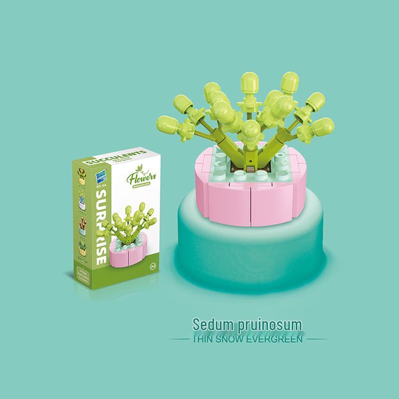 Kids' Educational Interlocking Building Blocks - Flower Potted Plant (Rose & Epiphyllum) Compatible with Top Building Block Models