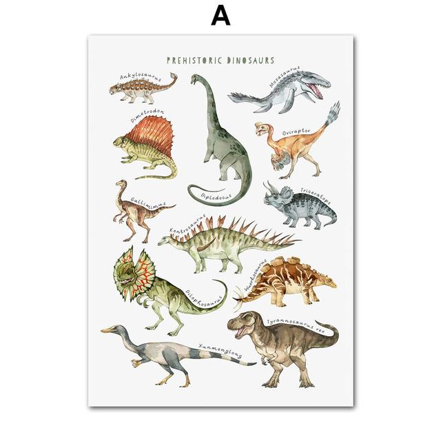 

Мультфильм динозавр цифровой ABC Радужный узор плакаты печать холст искусство настенное украшение дома картины для маленьких детей для гостиной 21*30cm
