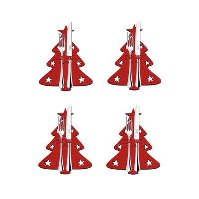 4Pcs/set Christmas Tree Cutlery Knives Fork Covers Table Decor Elk Xmas Tableware Pocket Holder Bags New Year Party Decorations