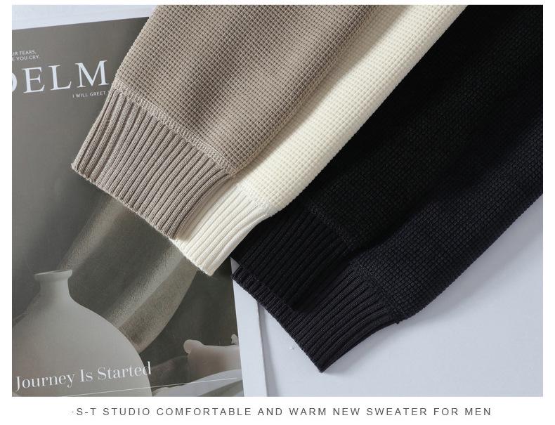 Men's Trendy Woolen Half-Zip Sweater with Velvet Lining - Warm Stand Collar Knitwear