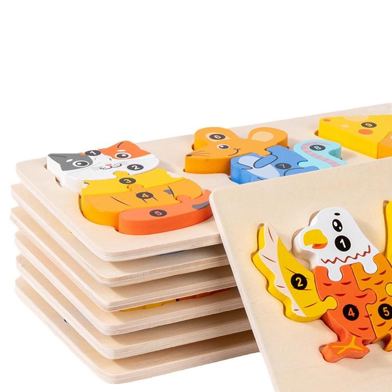 Cross-Border Animal Insect 3D Puzzle Building Blocks – Wooden Educational Toys for Kindergarten