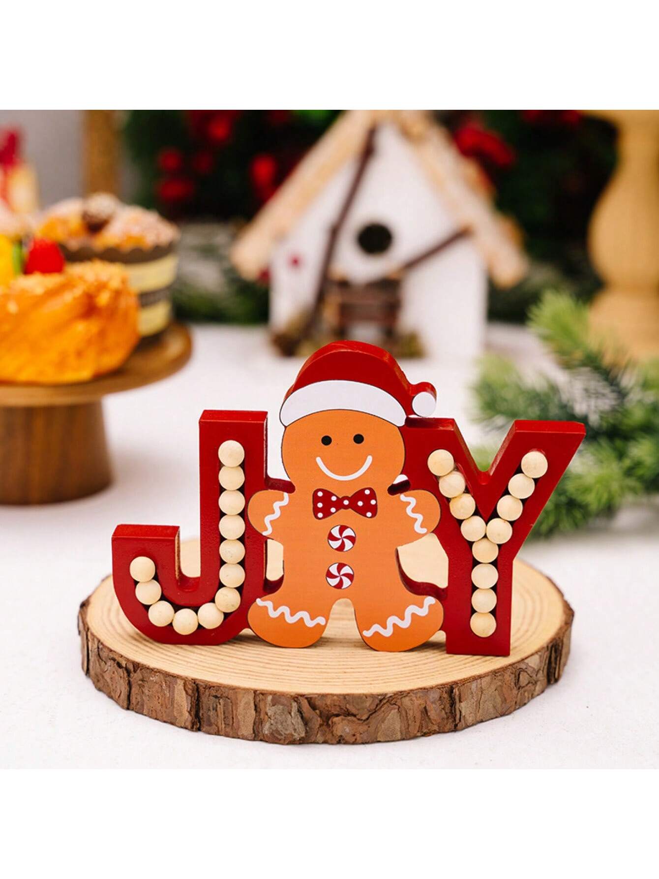 

JOY Gingerbread Man Wooden Ornament,Merry Christmas Decor for Home ,Xmas Navidad 2025 Gifts ,New Year 2026