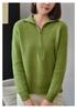 Women's Versatile Half-Zip Stand Collar Wool Sweater - Solid Color, Long Sleeve Knitwear for Autumn and Winter