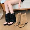 Retro Belt Buckle Toe Roman Cool Boots Women's Spring and Summer New Fashion Temperament Thin Versatile Thick Heel Short Boots