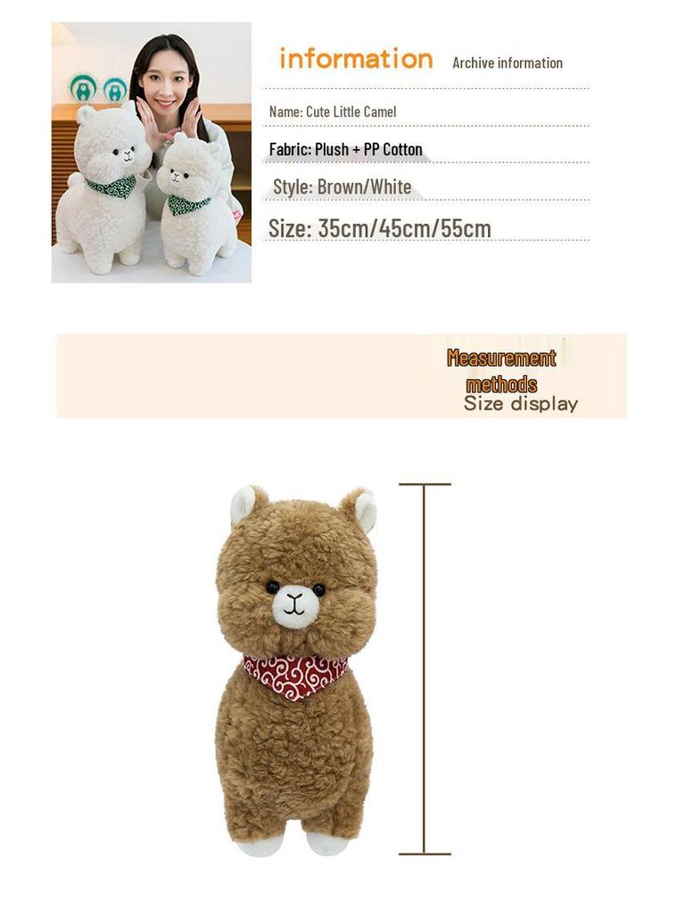 Cute Kawaii Baby Camel and Sheep Plush Toy - Fluffy Sleep Pillow for Girls