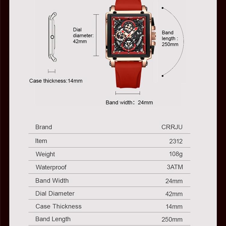 CRRJU/2312 New Belt Men's Watch Watch Simple Business Personality Multi-functional Men's Calendar