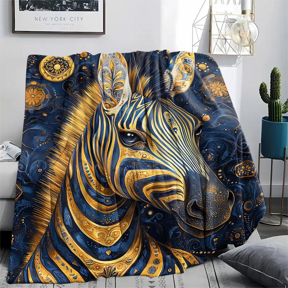 Zebra Print Flannel Blanket, High quality Comfortable for All Seasons, Home Decor, Warmth and Comfort, Perfect for Christmas Gifts