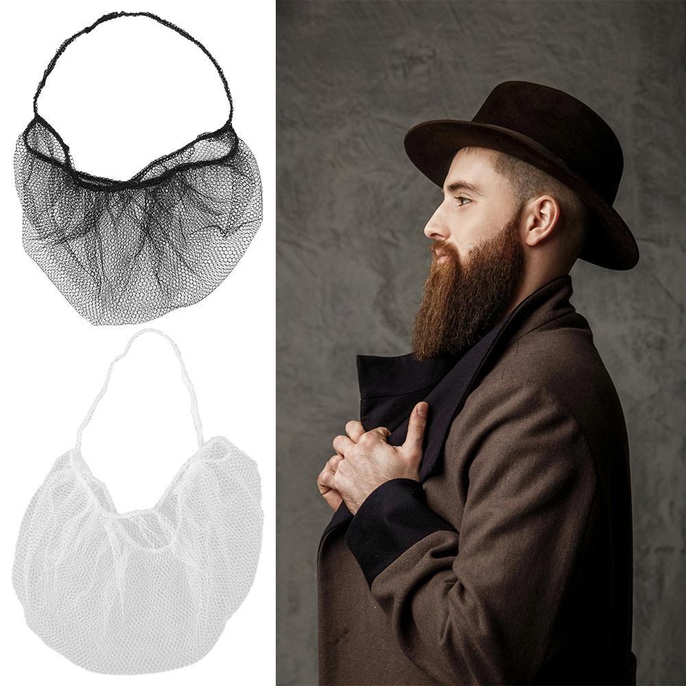 100Pcs Elastic Nylon Facial Beard Bib Bonnet Disposable Beard Turban Facial Apron Caps  for Men