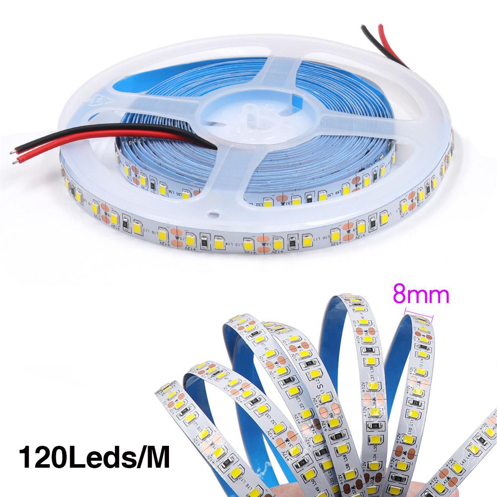 DC 12V LED Strip SMD 2835  Red Blue Pink Yellow Ice Blue White Home Decor Flexible Ribbon Tape Rope Lights 5M/Roll