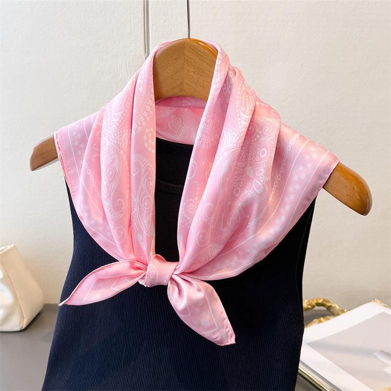 Luxury Paisley Print Shawl Square Scarf for Women Satin Fashion Wraps Neckerchief Female Hair Bands Ribbon Headband Bandana