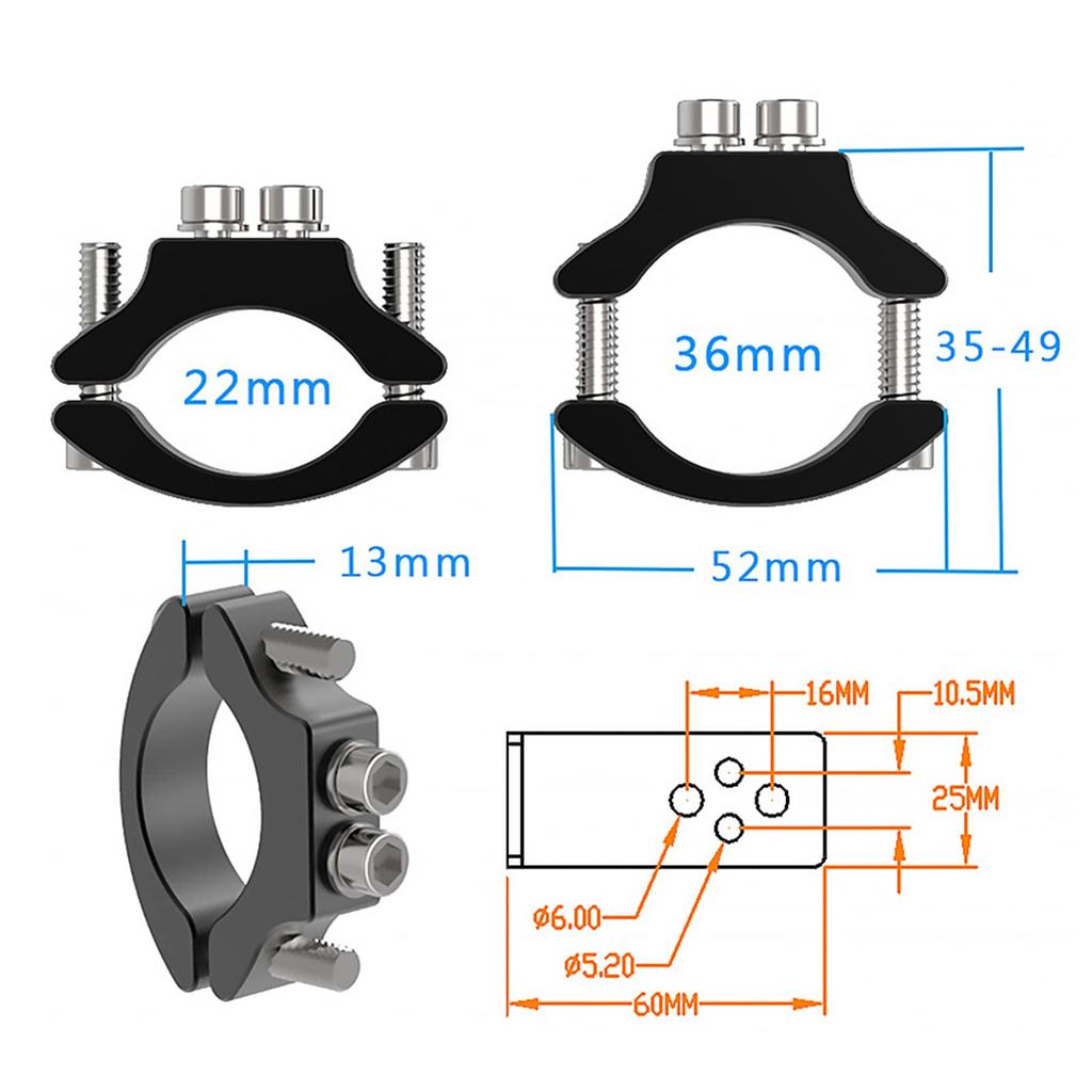 Biqing 2PCS Motorcycle Tube Clamp Mounting Bracket, Motorcycle Headlight Fog Light Spotlight Mounting Clamp