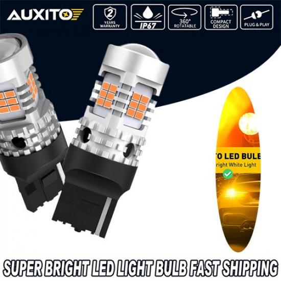 2PCS AUXITO AmberT20 Signal 7443 7440 LED Turn Tail Light Bulbs Globes Canbus A