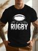 Fashion Unisex Vintage Distressed Rugby Ball Graphic Tshirt Sport Football Fan Casual Athletic Streetwear Short Sleeve Daily Tops