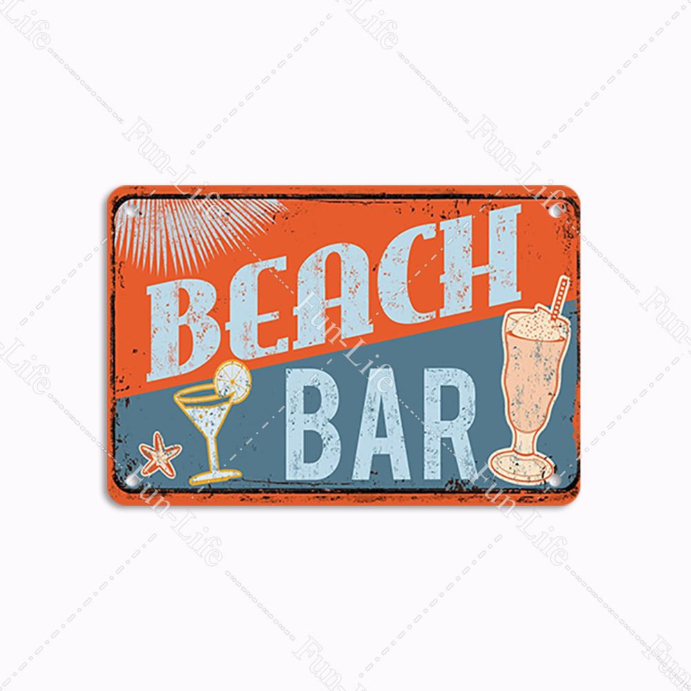 Beach Tin Sign Bar Pub Cafe Shop Wall Surfing Decoration Vintage Metal Art Sticker Poster Home Decor Iron Plate 20x30 cm