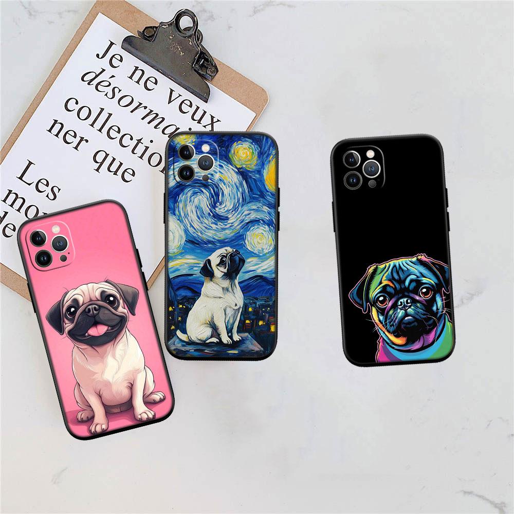 LO27 Cute Pug Dog Soft Shell Phone Case for Samsung Galaxy Note 10 20 S23 S24 S25 Ultra FE Plus Edge Lite A02S A35 A07 A17