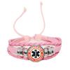 Emergency Medical Technician Paramedic Symbol Logo Black Button Leather Bracelet Glass Dome Blue Star of Life Logo Jewelry