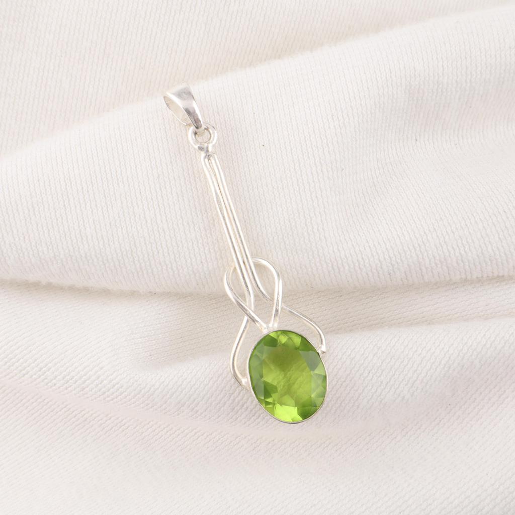 Peridot Jewelry, 925 Solid Sterling Silver Pendant, Handmade Gemstone Jewelry Pendant For Thanksgiving Gift