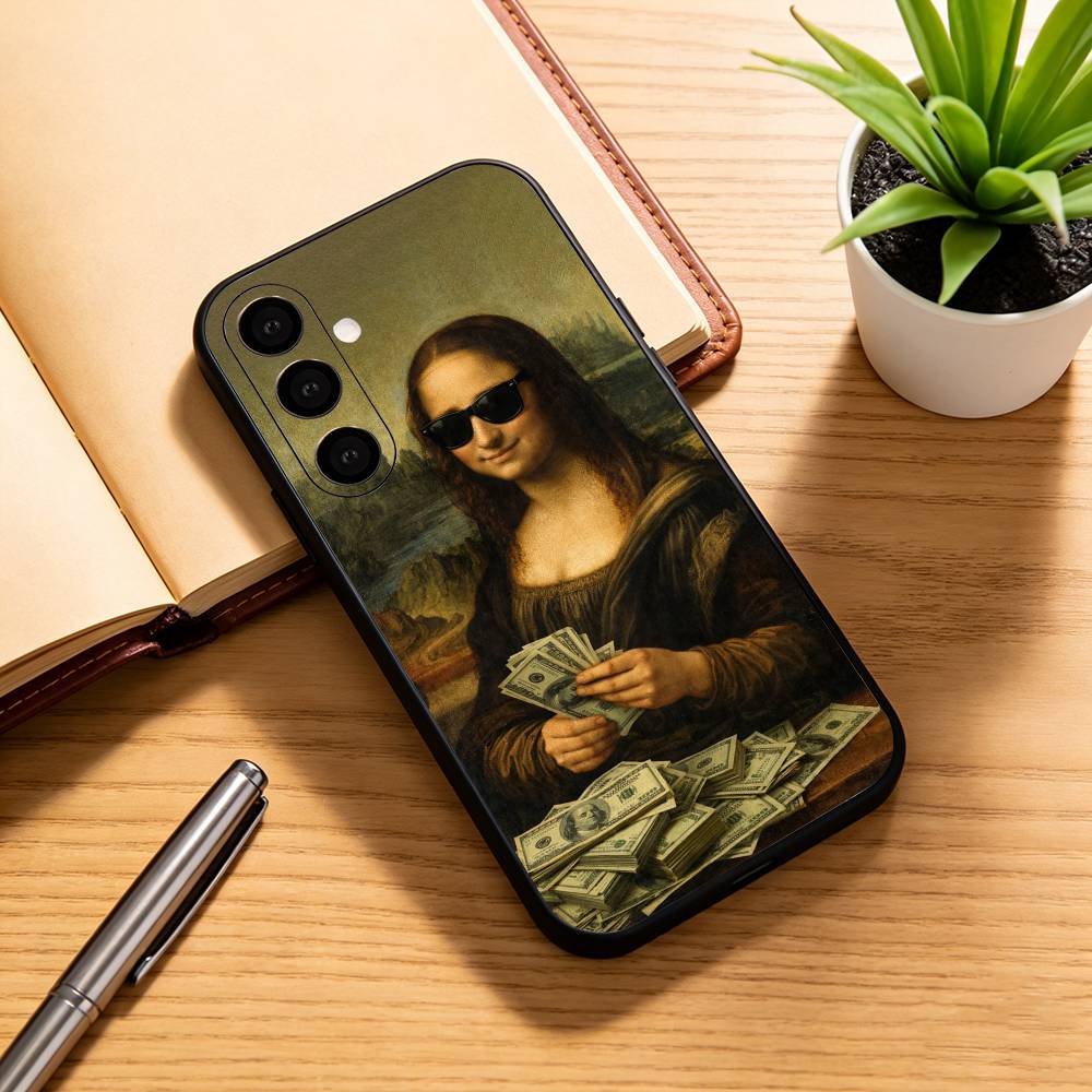 Aesthetic Funny David Mona Lisa-a Phone Case For Samsung Galaxy A73,A72,A71,A70,A53,A52,A51,Soft Silicone Black Cover