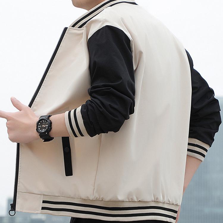 Men Baseball Jacket Spring Autumn Jacket Men's Striped Color Blocking Baseball Coat Jacket