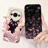For Redmi A3 4G Phone Case For Xiaomi Poco C61 Cover Silicone Luxury Fashion Flowers Kawaii Cute Cat Painted Shockproof Bumper