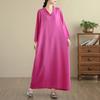 DIMANAF 2025 Women Plus Size Spring Long Dress Loose V-Neck Printing Vintage Casual Floral 5052