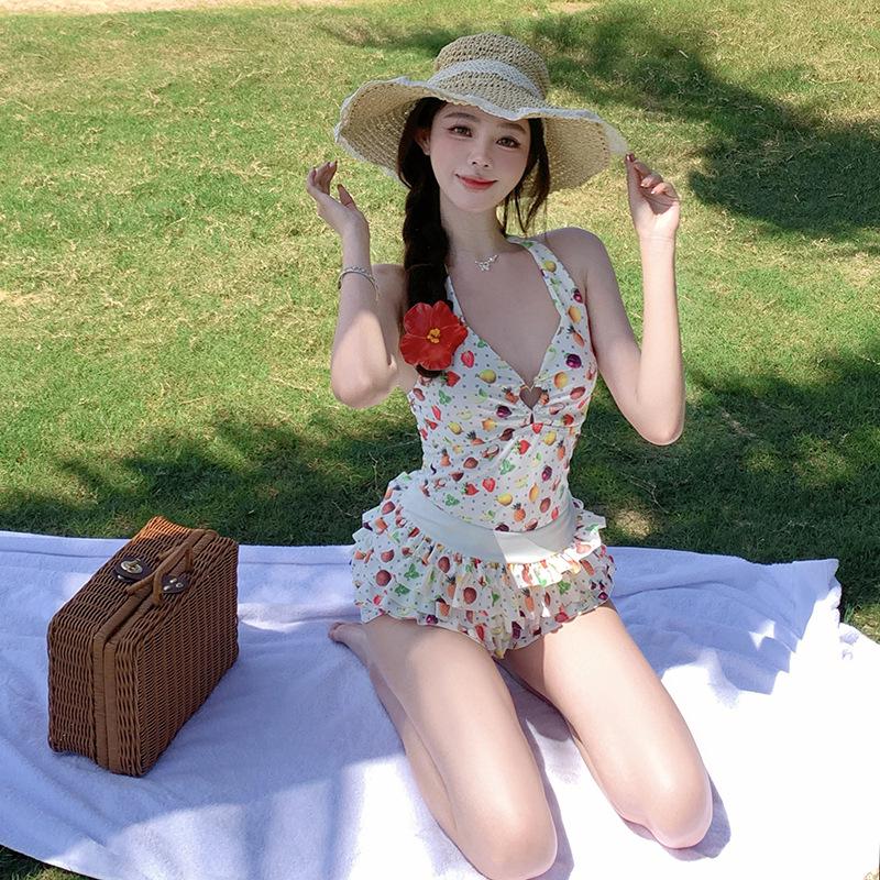 

Women s Fruit Print Ruffle Halter Swimsuit Set Large